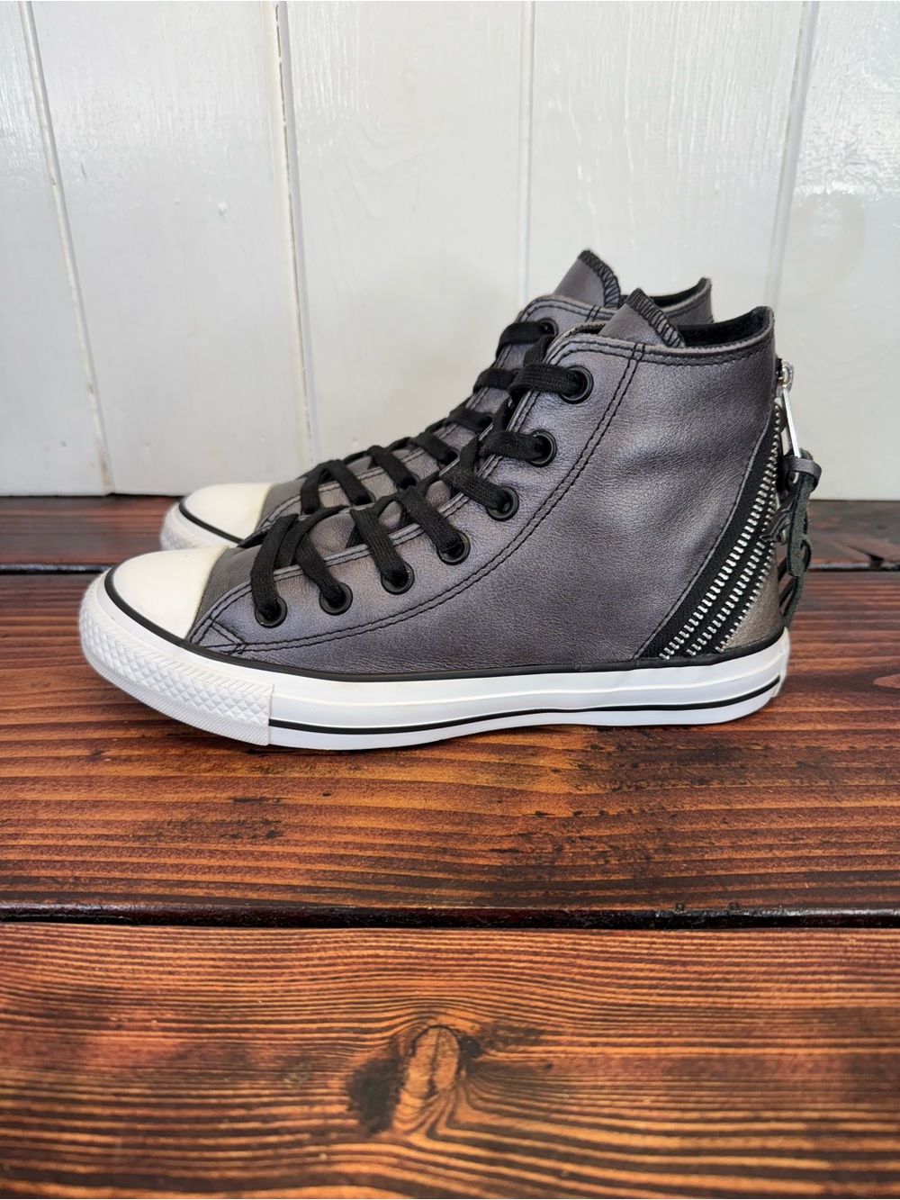 Converse Chuck Taylor All Star Tri Zip Metallic Leather High Top Sneakers
